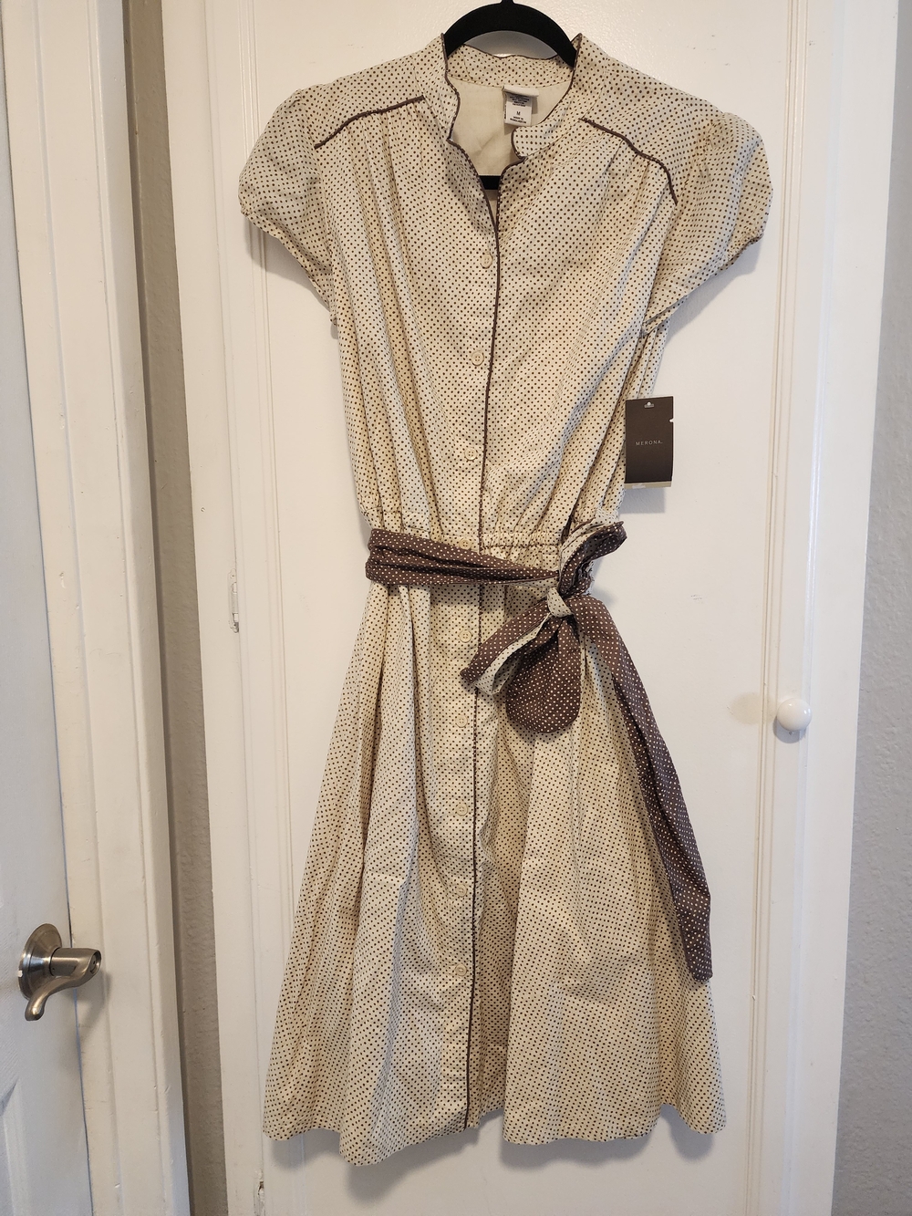 Merona Beige Midi Shirt Dress with Brown Belt